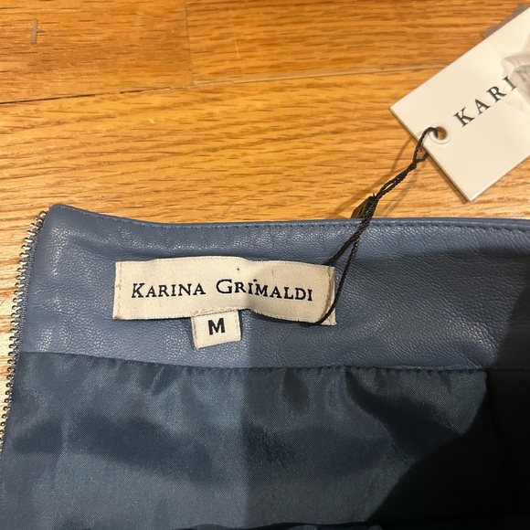 Slate Blue Genuine  Leather Skirt - Picture 5 of 6